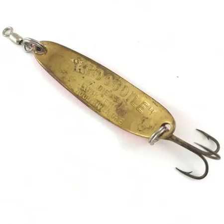 Vintage Luhr Jensen Krocodile Die #3 UV, 1/3oz Pink / Gold fishing spoon #4471