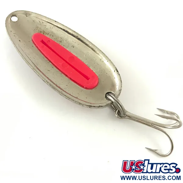 Vintage Blue Fox Pixee UV, 3/4oz Hammered Nickel / Pink fishing spoon #4474