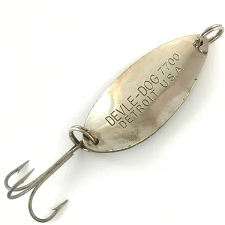 Vintage Eppinger Dardevle Devle Dog 7700, 1/2oz Frog / Nickel fishing spoon #4478