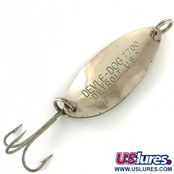 Vintage  Eppinger Dardevle Devle Dog 7700, 1/2oz Frog / Nickel fishing spoon #4478
