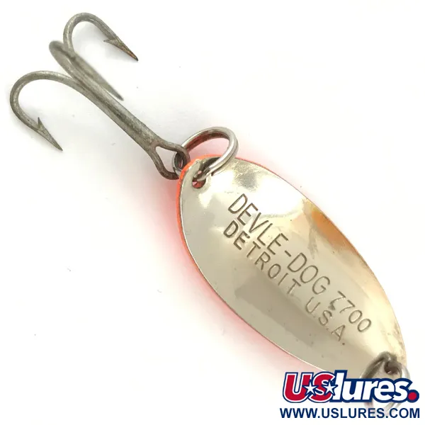 Vintage  Eppinger Dardevle Devle Dog 7700 UV, 1/2oz Red / Nickel fishing spoon #4479