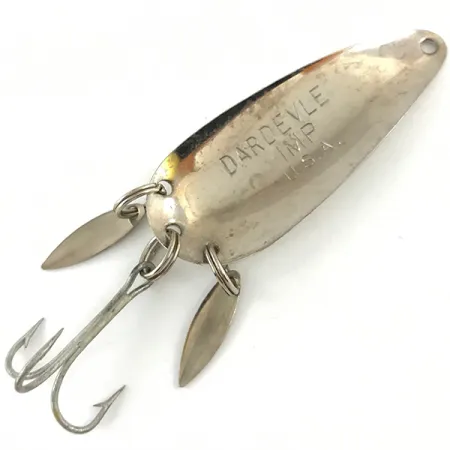 Vintage Eppinger Dardevle Imp Klicker, 2/5oz White / Black / Nickel fishing spoon #4480