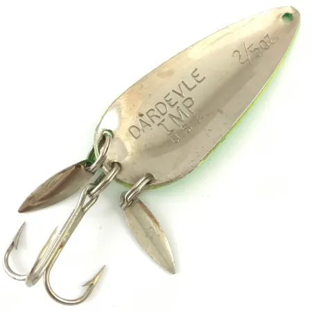 Vintage Eppinger Dardevle Imp Klicker UV, 2/5oz Fluorescent Green UV Glow in UV light, Fluorescent fishing spoon #4481