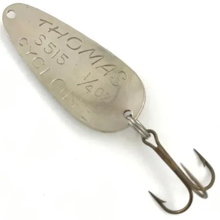 Vintage Thomas Cyclone, 1/4oz Nickel / Red fishing spoon #4506
