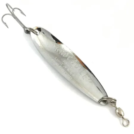 Vintage Luhr Jensen Krocodile Die #4, 1/2oz Hammered Nickel fishing spoon #4507