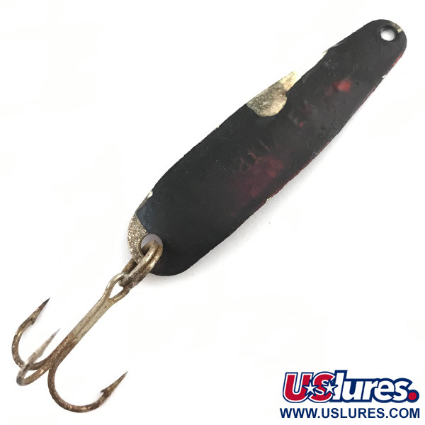 Vintage  Advance tackle Stinger, 3/16oz Black / Red Metallic fishing spoon #4524