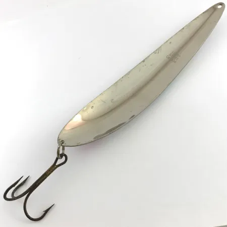 Vintage Lucky Strike Canoe Wobbler, 1 2/3oz White Pearl / Nickel / Red fishing spoon #4526