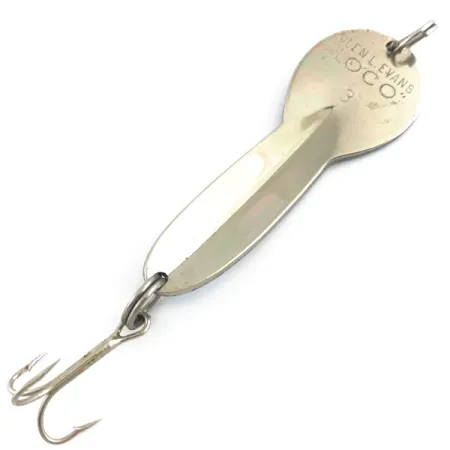 Vintage Glen Evans Loco 3, 3/5oz Nickel / Blue fishing spoon #4535
