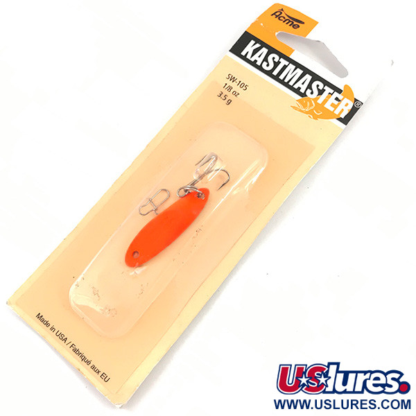  Acme Kastmaster UV, 1/8oz Orange UV Glow in UV light, Fluorescent fishing spoon #4546
