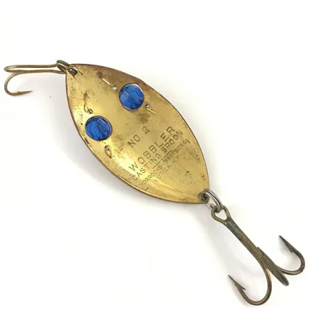 Vintage Horrocks-Ibbotson Wobbler, 3/4oz Brass / Blue fishing spoon #4553