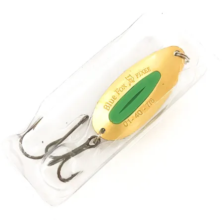 Blue Fox Pixee, 3/4oz Green / Gold (24 Carat Gold Plated) fishing spoon #4554
