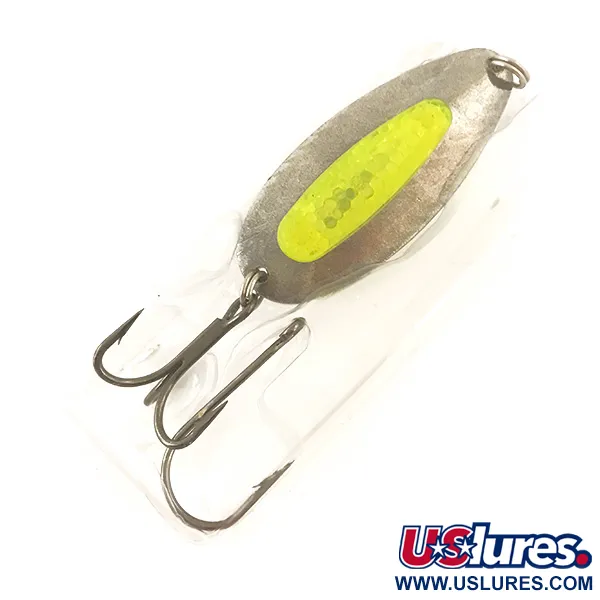   Blue Fox Rattlin Pixee UV, 3/4oz Rainbow Herring / Yellow fishing spoon #4557