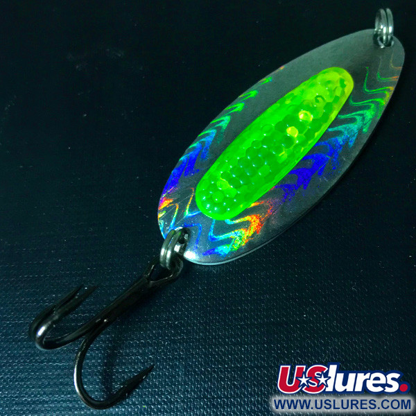   Blue Fox Rattlin Pixee UV, 3/4oz Rainbow Herring / Yellow fishing spoon #4557
