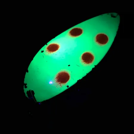 Vintage Acme Little Cleo UV, 3/4oz Yellow / Red / Nickel fishing spoon #4562