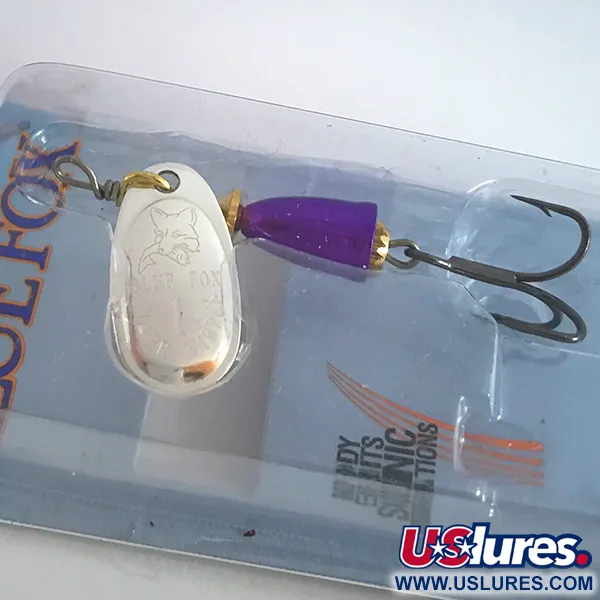 Blue Fox Super Vibrax 1, 1/8oz Silver / purple spinning lure #4572
