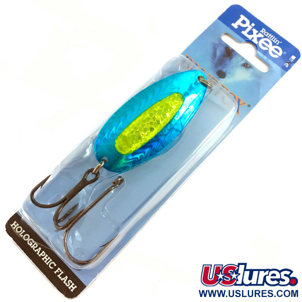 Blue Fox Rattlin Pixee UV, 3/4oz Blue / Yellow fishing spoon #4590