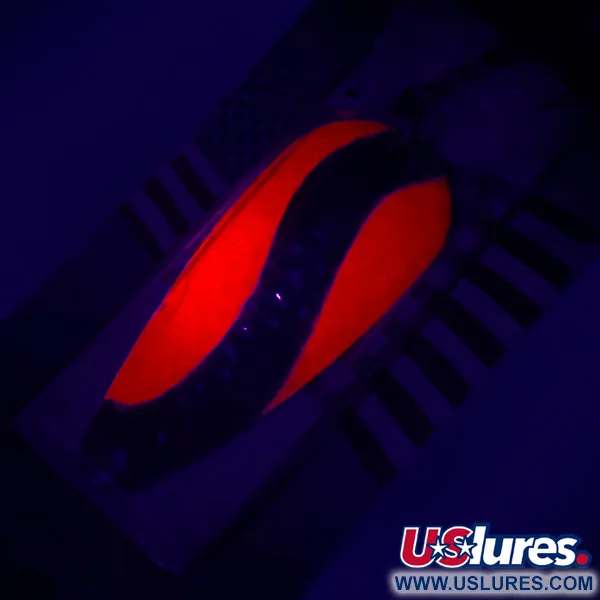  Rainbow Plastics Pot-O-Gold UV, 1/2oz Fluorescent Orange UV Glow in UV light, Fluorescent fishing spoon #4597