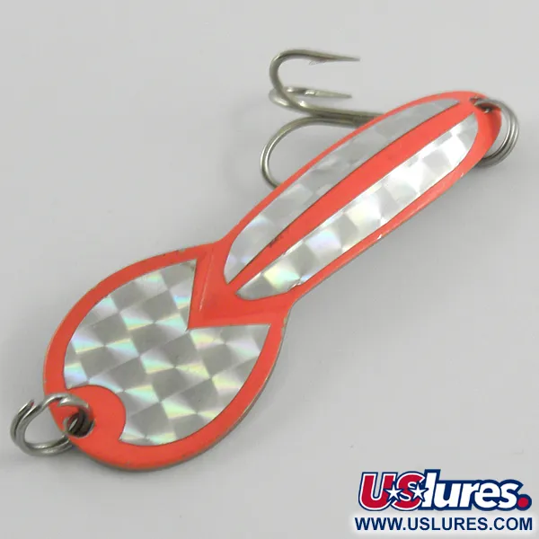 Vintage  Glen Evans Loco 3, 3/5oz Fluorescent Orange / Nickel fishing spoon #4610