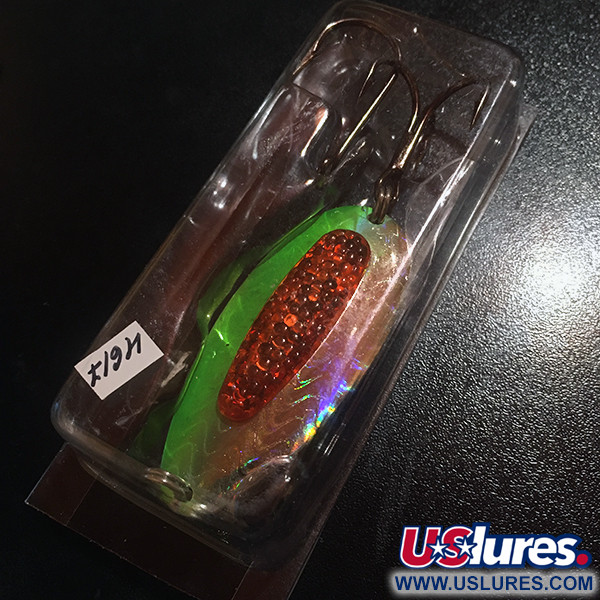  Blue Fox Rattlin Pixee, 3/4oz Rainbow Herring / Red / Green fishing spoon #4617
