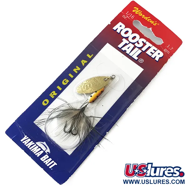  Yakima Bait Worden’s Original Rooster Tail, 1/16oz Gold spinning lure #4637