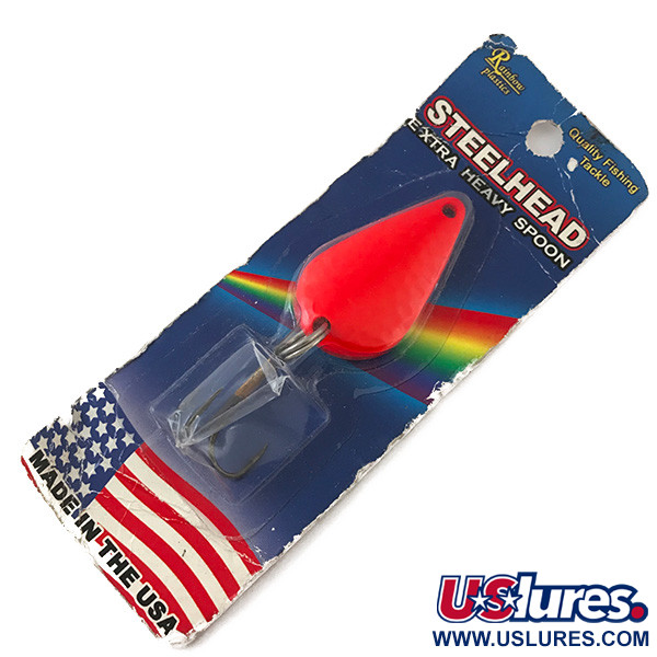  Rainbow Plastics  Steelhead UV, 1/2oz Fluorescent Orange UV Glow in UV light, Fluorescent fishing spoon #4640