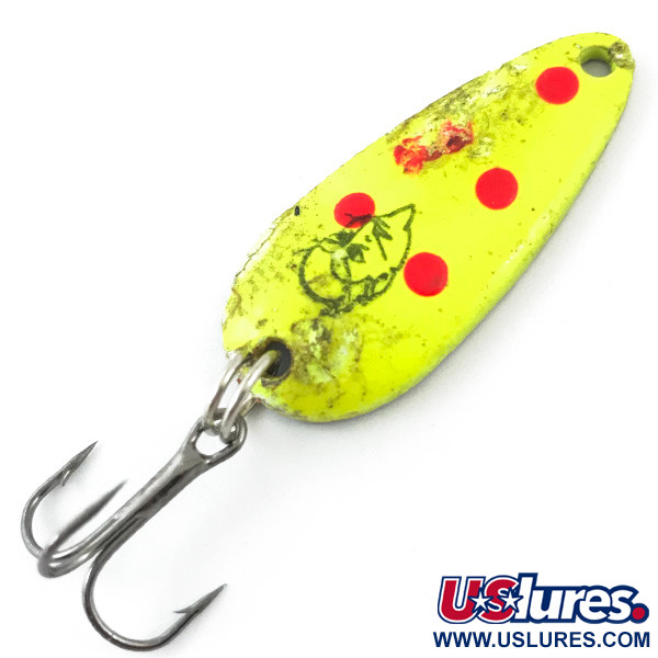 Vintage  Eppinger Dardevle Midget UV, 3/16oz Fluorescent Yellow / Silver fishing spoon #4643