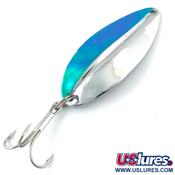 Vintage   Main liner , 2/5oz Nickel / Blue Green Stripe fishing spoon #4644