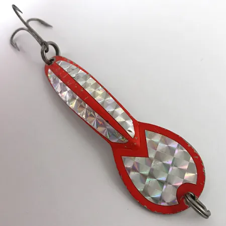 Vintage Glen Evans Loco 4 UV, 3/4oz Brass / Red UV Glow in UV light, Fluorescent fishing spoon #4646