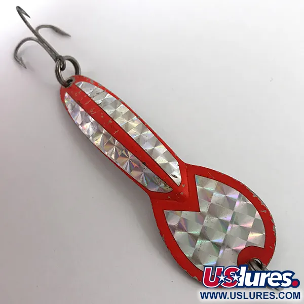 Vintage   Glen Evans Loco 4 UV, 3/4oz Brass / Red UV Glow in UV light, Fluorescent fishing spoon #4646