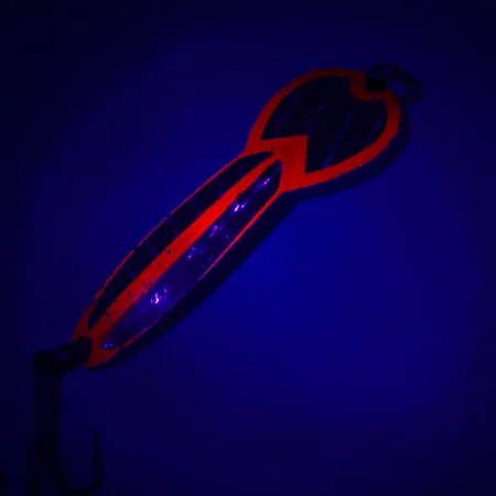 Vintage Glen Evans Loco 4 UV, 3/4oz Brass / Red UV Glow in UV light, Fluorescent fishing spoon #4646