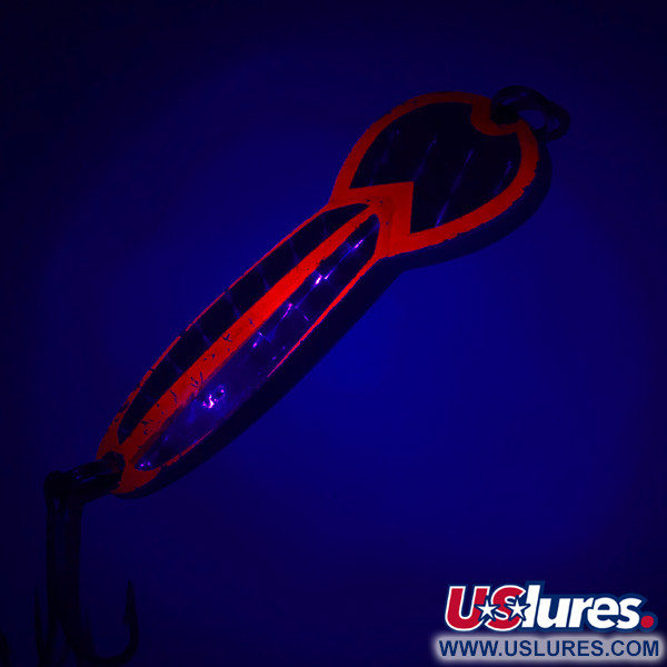 Vintage   Glen Evans Loco 4 UV, 3/4oz Brass / Red UV Glow in UV light, Fluorescent fishing spoon #4646