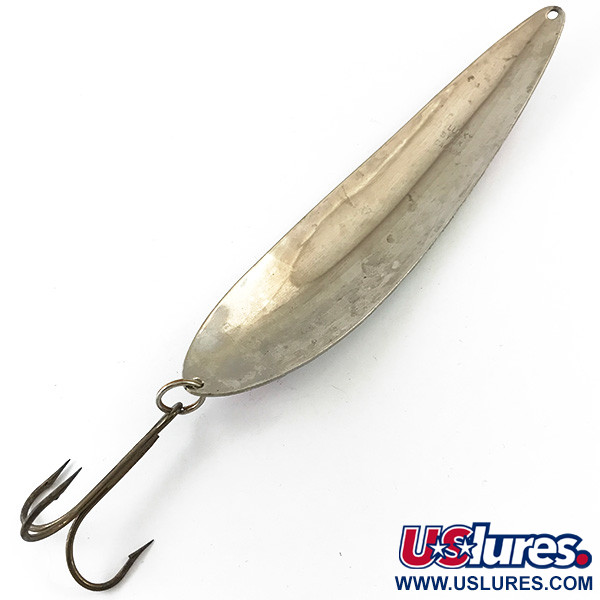 Vintage   Lucky Strike Canoe Wobbler, 1 2/3oz White Pearl / Nickel / Red fishing spoon #4647