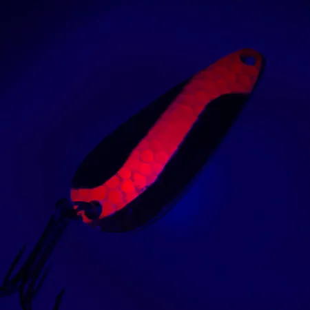 Vintage Rainbow Plastics Pot-O-Gold UV, 2/5oz Hammered Gold / Red fishing spoon #4651