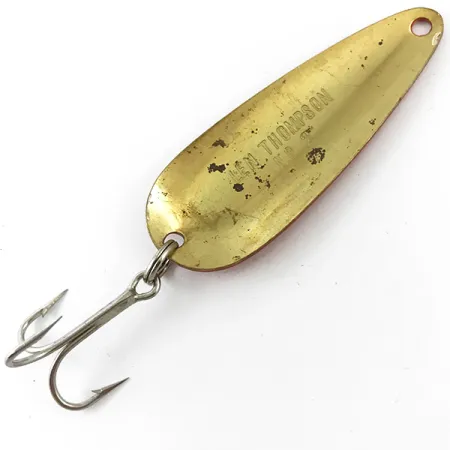 Vintage Len Thompson #2, 1oz Red / Black / Brass fishing spoon #4652