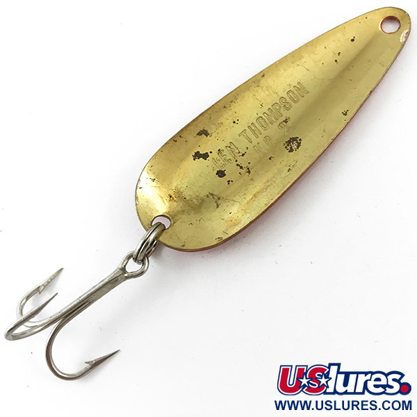Vintage Len Thompson #2, 1oz Red / Black / Brass fishing spoon #4652