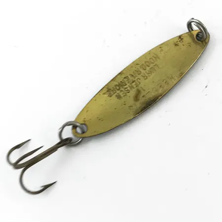 Vintage Luhr Jensen Needlefish 1, 1/16oz Frog / Green / Brass fishing spoon #4655