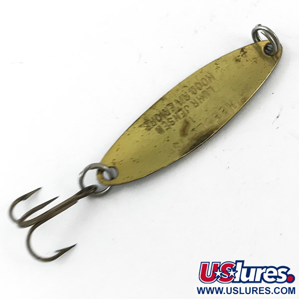 Vintage  Luhr Jensen Needlefish 1, 1/16oz Frog / Green / Brass fishing spoon #4655