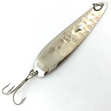 Vintage Luhr Jensen Diamond King 4, 1/2oz Hammered Silver fishing spoon #4657