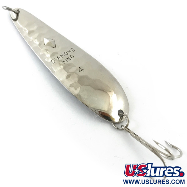 Vintage  Luhr Jensen Diamond King 4, 1/2oz Hammered Silver fishing spoon #4657