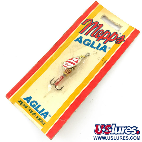   Mepps Aglia 1, 1/8oz Red / White / Gold spinning lure #4660