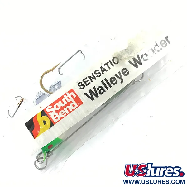 Vintage   Walleye Wonder South Bend , 1/2oz Nickel / Green / White spinning lure #4670
