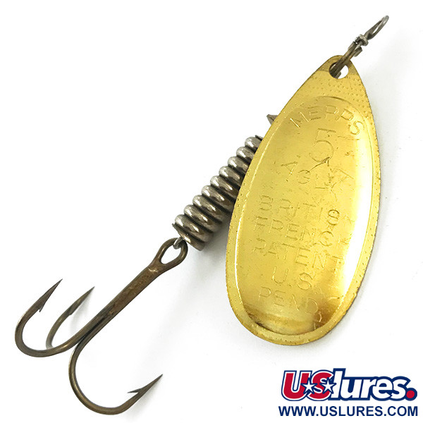 Vintage Mepps Aglia 5, 1/2oz Gold spinning lure #4674