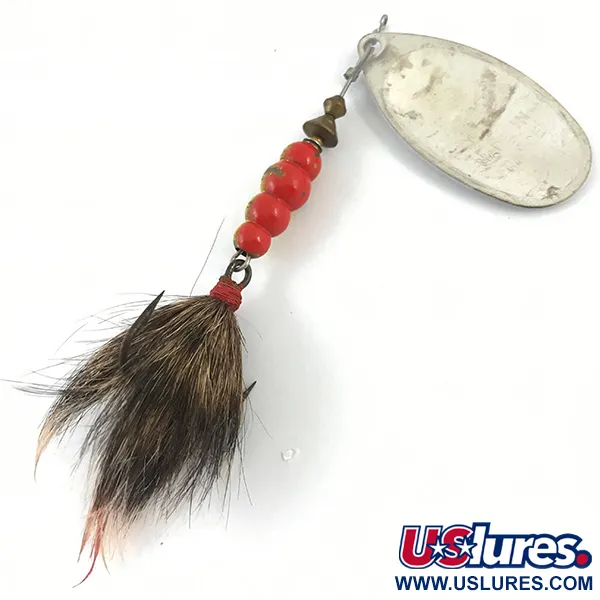 Vintage   Mepps Aglia 5 Dressed (squirrel tail), 1/2oz Silver spinning lure #4675