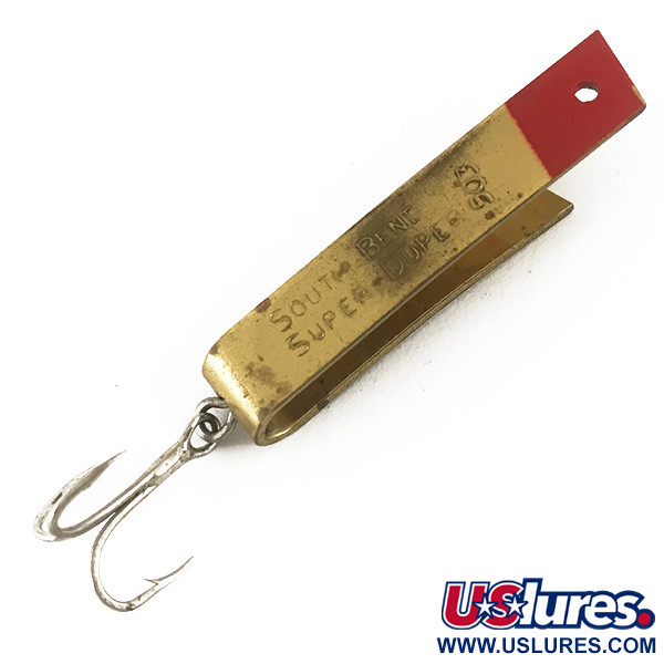 Vintage South Bend Super-Duper 503, 1/8oz Brass / Red fishing spoon #4685
