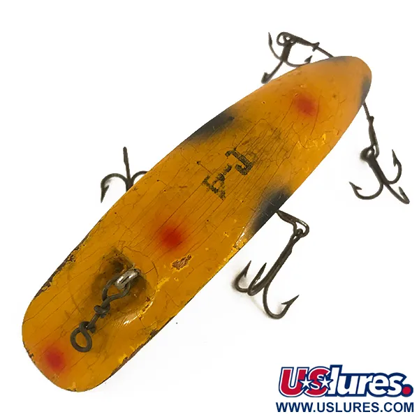 Vintage  Helin Tackle Helin Flatfish, 1/3oz Yellow / Black fishing lure #4686