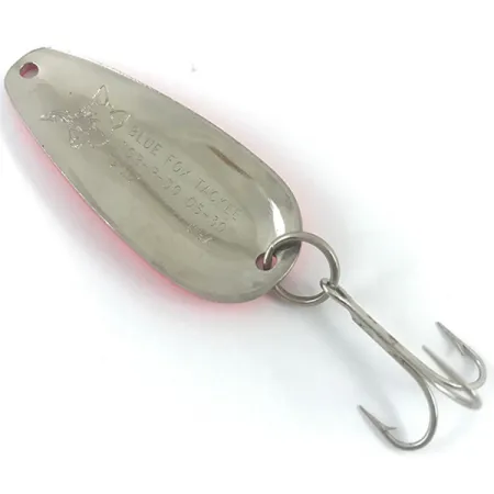 Vintage Blue Fox Tor-P-Do UV, 1/2oz Fluorescent Pink / Nickel UV Glow in UV light, Fluorescent fishing spoon #4687