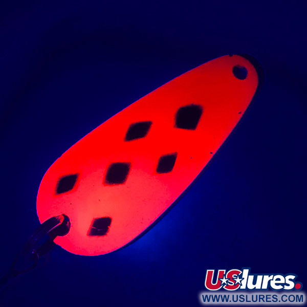 Vintage   Blue Fox Tor-P-Do UV, 1/2oz Fluorescent Pink / Nickel UV Glow in UV light, Fluorescent fishing spoon #4687