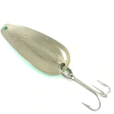 Vintage Blue Fox Tor-P-Do UV, 1/2oz Green / Black / Nickel UV Glow in UV light, Fluorescent fishing spoon #4689