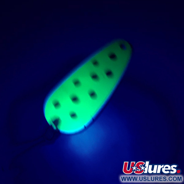 Vintage   Blue Fox Tor-P-Do UV, 1/2oz Green / Black / Nickel UV Glow in UV light, Fluorescent fishing spoon #4689