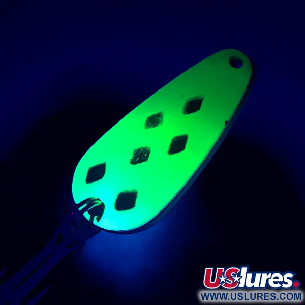 Vintage   Blue Fox Tor-P-Do UV, 1/2oz Yellow / Nickel UV Glow in UV light, Fluorescent fishing spoon #4690